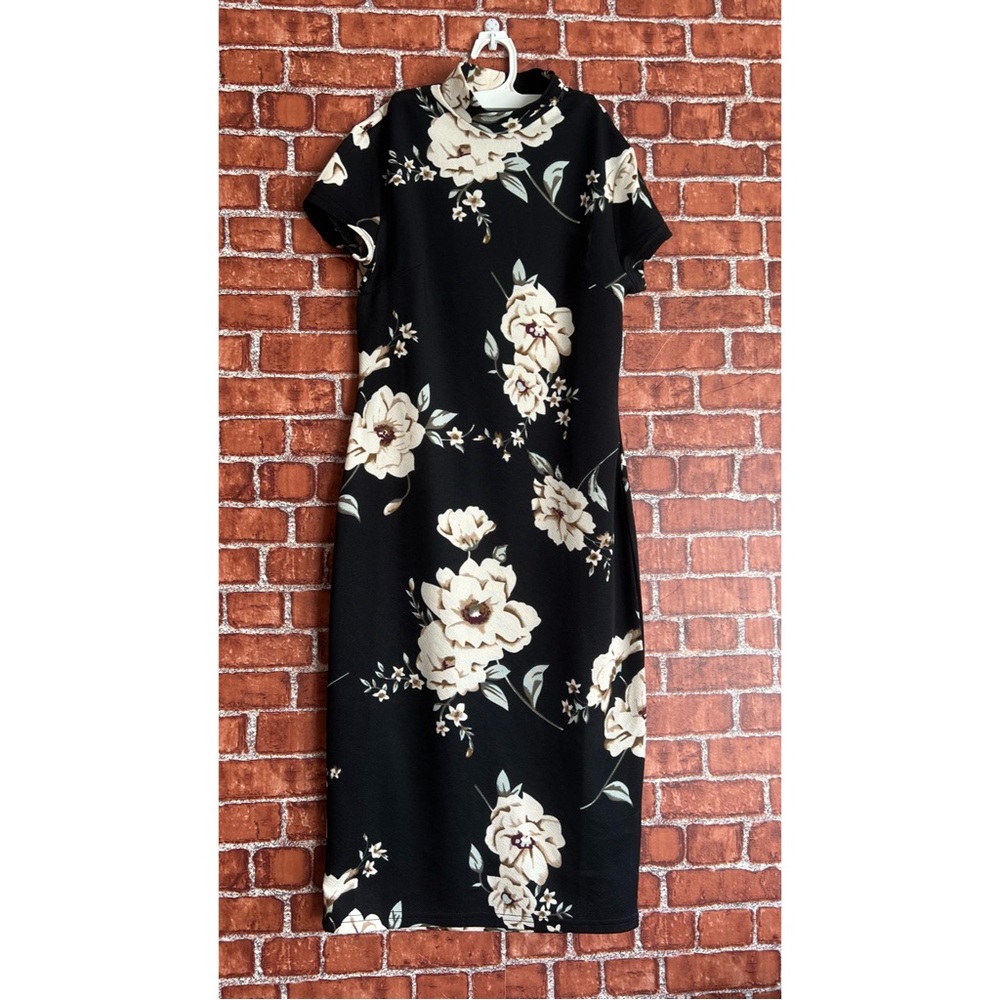Shein Mock-Neck Floral Print Bodycon Dress - Picture 2 of 9